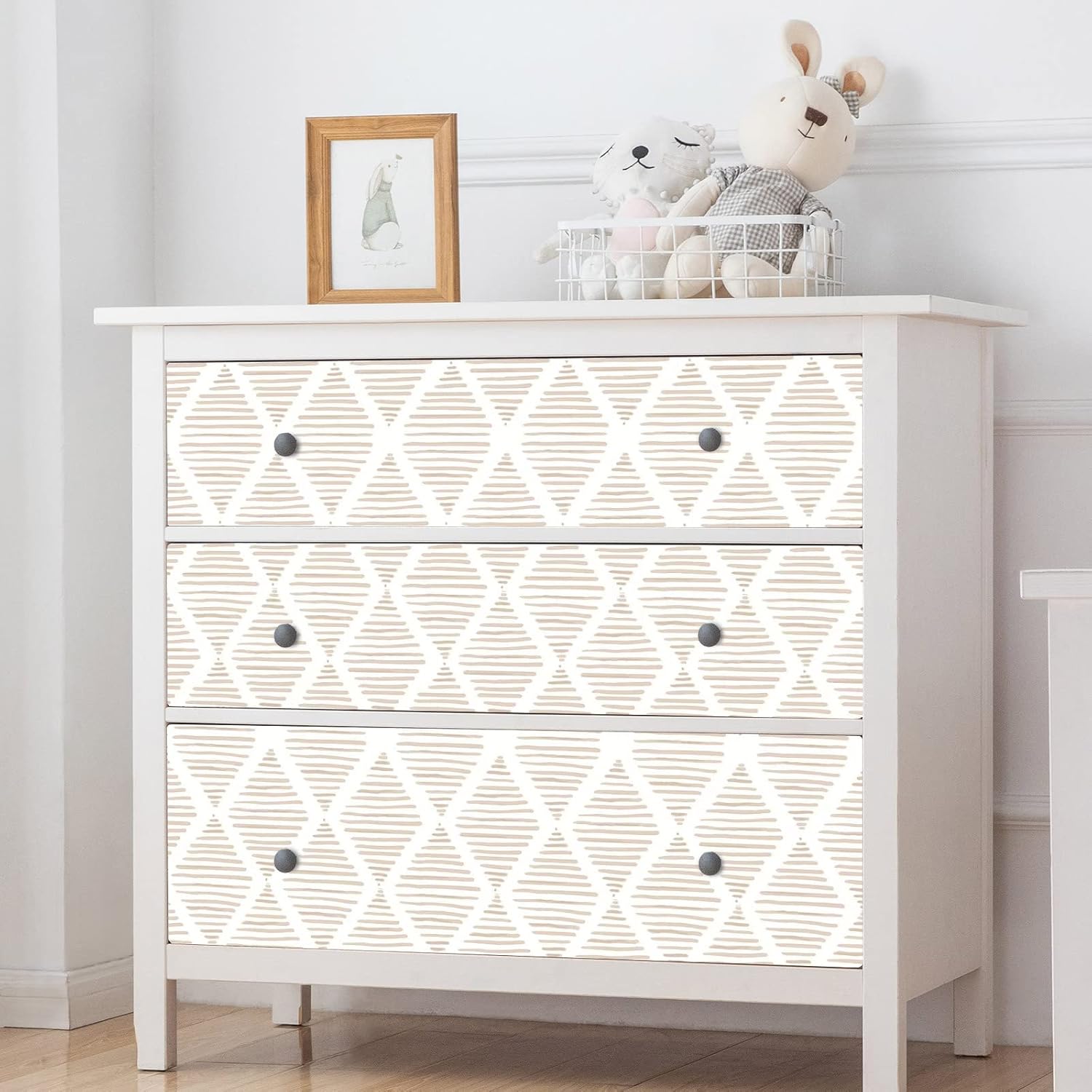 Yun-aeon Papel tapiz de rayas blancas y beige, 17.7 x 240 pulgadas, moderno papel de contacto de diamante geométrico extraíble, papel tapiz