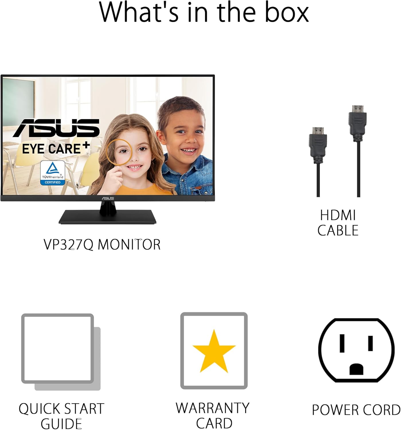 ASUS Monitor de cuidado ocular 4K HDR de 31.5 pulgadas (VP327Q) – UHD (3840 x 2160), 99% sRGB, HDR-10, sincronización adaptativa, altavoces,