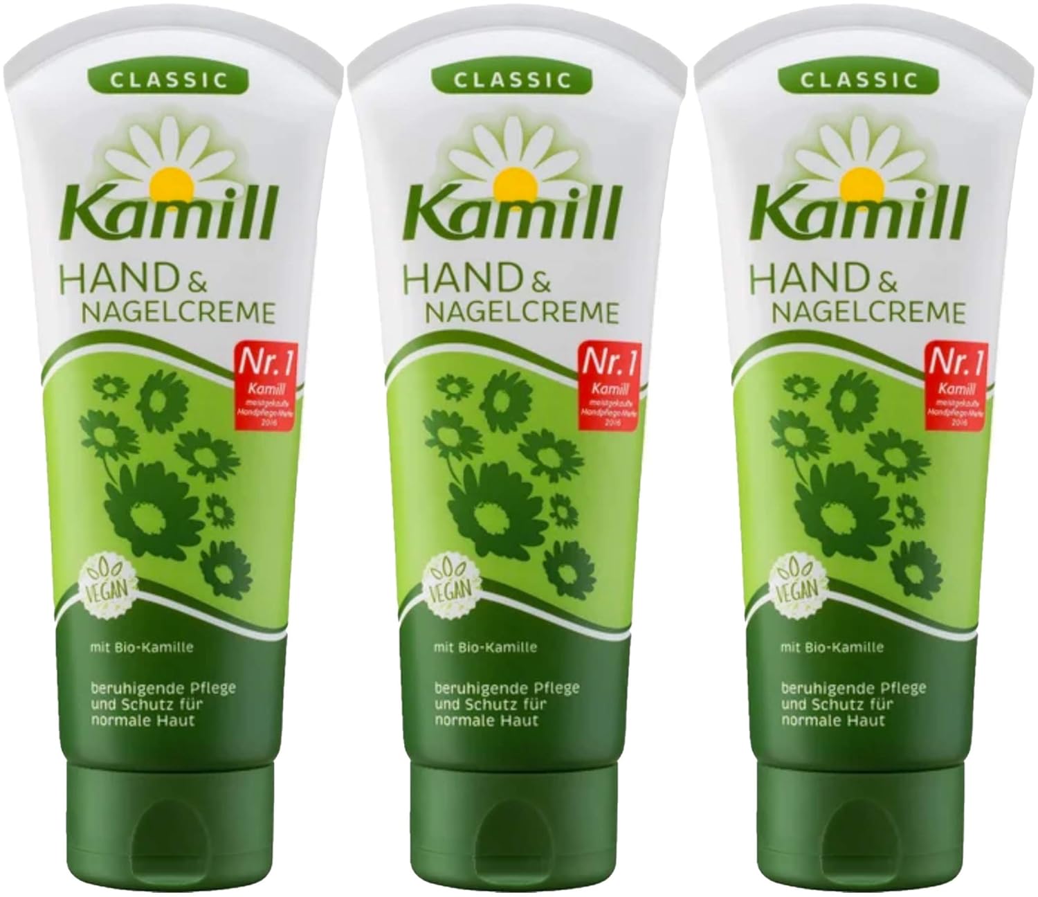 Kamill 3×100 ml Crema de Manos y Uñas CLASSIC con BIO Manzanilla y Bisabolol  Alemania