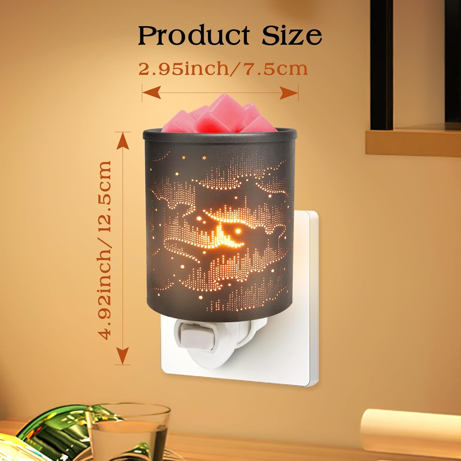 Calentador de cera para derretir enchufable, calentador de cera de metal para cera perfumada, calentador de velas perfumadas decorativas para cubos