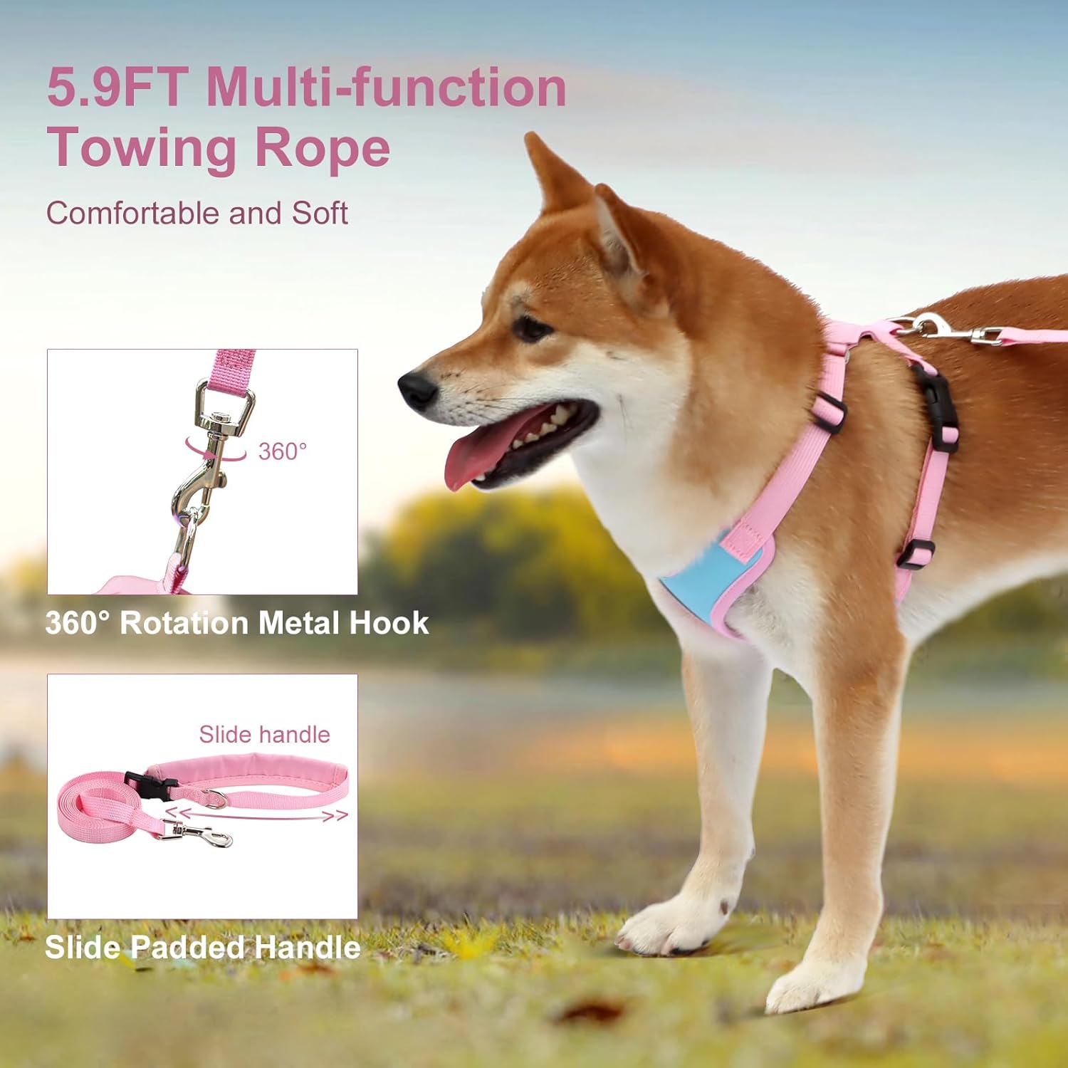 _ Juego de arnés y correa para perros pequeños y medianos, arnés ligero y suave para cachorros, juego de arnés ajustable y reflectante para