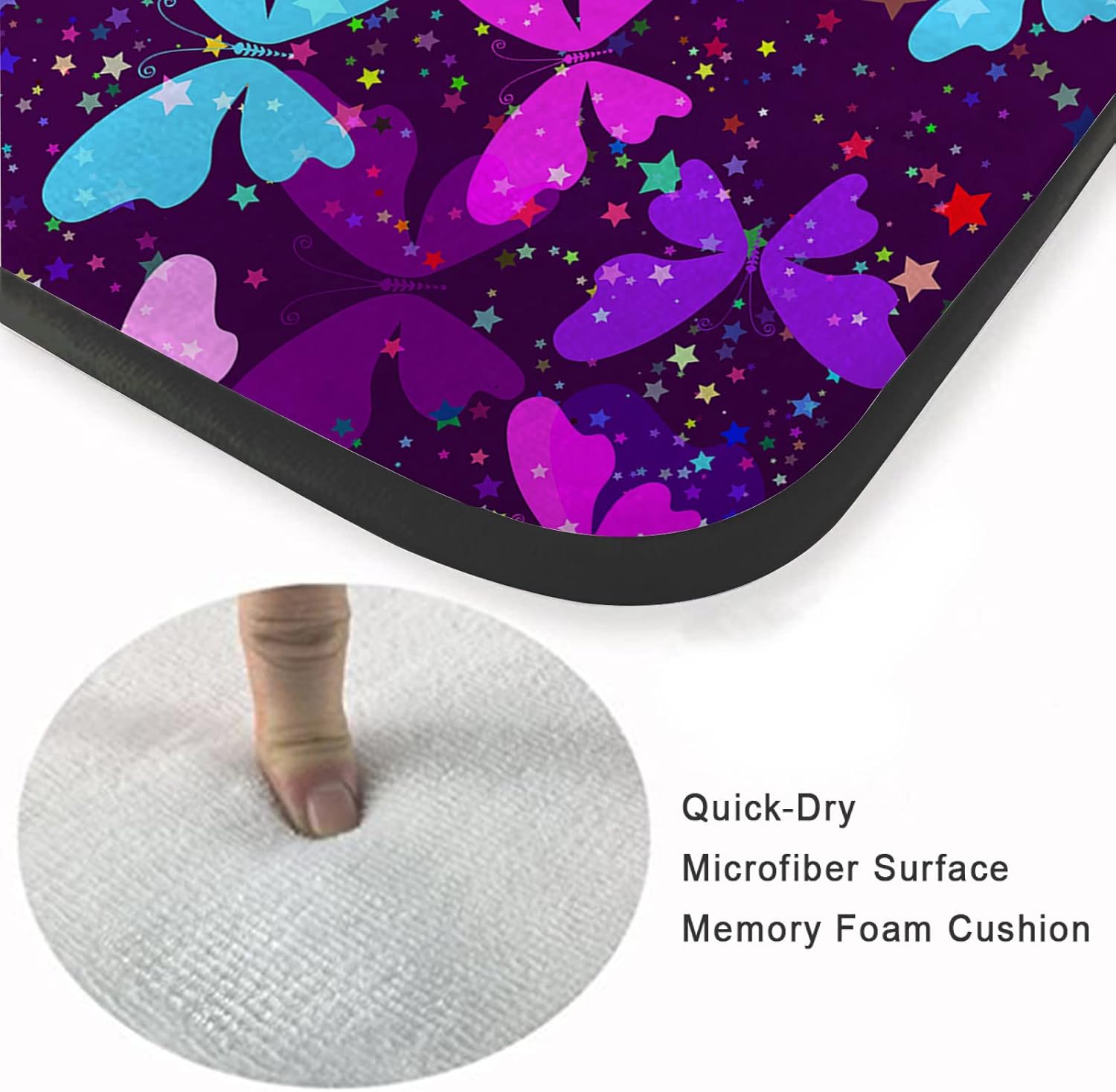 Tapete de esponja lavable para niñas, niños, dormitorio, sala de estar, siluetas abstractas de colores, mariposas, antideslizante, súper suave,