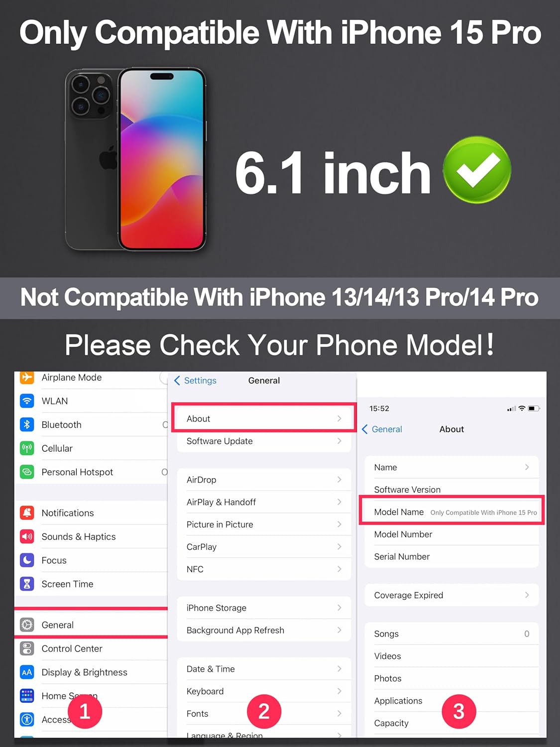 Protector de pantalla compatible con iPhone 15 Pro de 6.1 pulgadas, protector de pantalla de vidrio templado HD anti luz azul, fácil instalación,