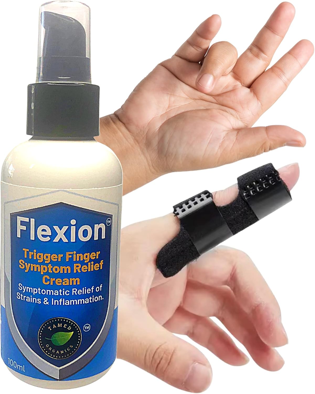 Kit de alivio de férula, férula, soporte con flexión, crema de alivio de dedos con flexión.