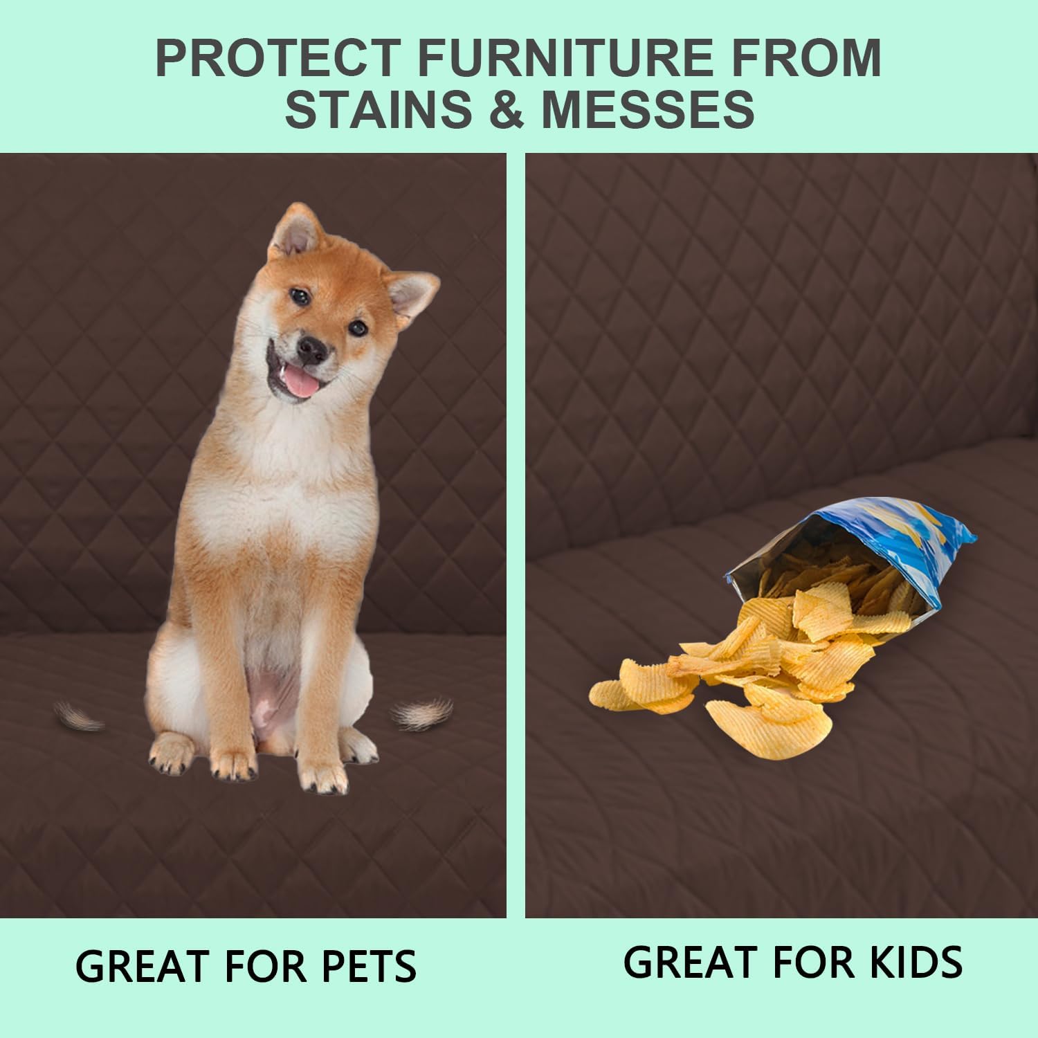 Luxshare Home Reversible Oversized Sofa Covers Couch Cover Furniture Protector for Dogs Elastic Straps Water Resistant(XLSofa,ChocolateChocolate)