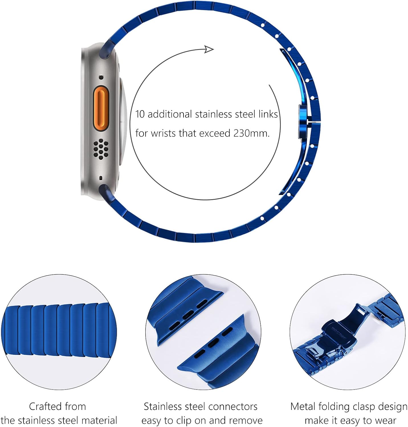 NewWays Correa de acero inoxidable compatible con Apple Watch Band