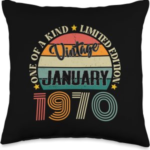 54 Year Old Vintage January 1970 54th Birthday Retro Throw Pillow, 16×16, Multicolor 54 Year Old Vintage January 1970 54th Birthday Retro Throw Pillow, 16×16, Multicolor