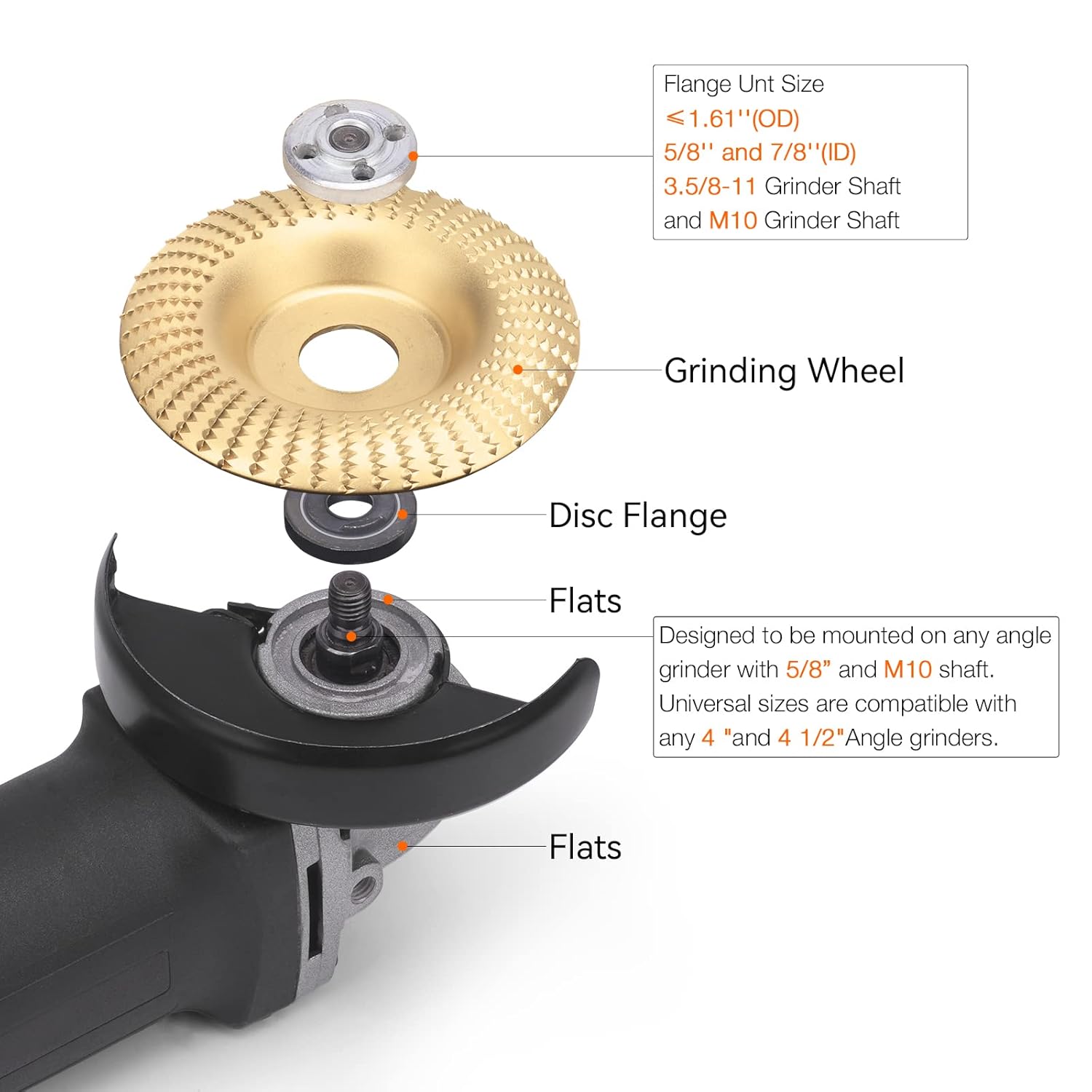 TOOVEM – Juego de discos de tallado de madera, para amoladora angular de 4 y 4 12 pulgadas con eje de 58 pulgadas, accesorios para amoladora