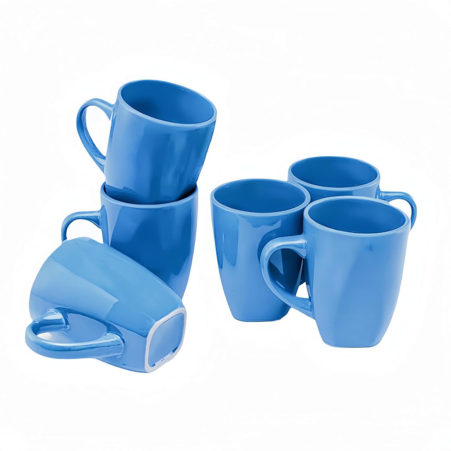 Juego de 6 tazas de café cuadradas de 12 onzas con asa, tazas de café de porcelana para café, té, cacao, leche, regalo de inauguración de la casa
