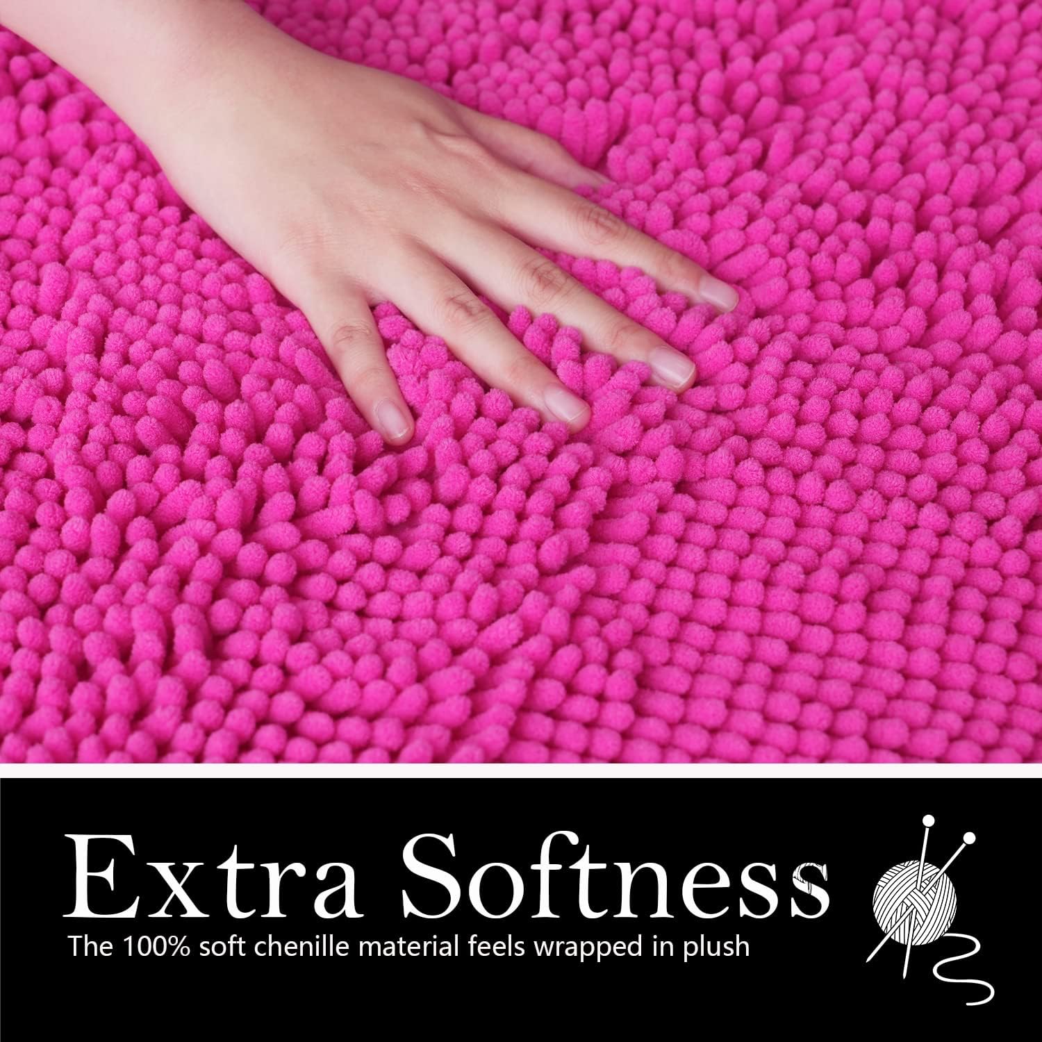 AINAHYVA Juego de 2 tapetes de baño de chenilla, superabsorbentes, parte trasera antideslizante de PVC, tapetes de baño para baño, felpa peluda,
