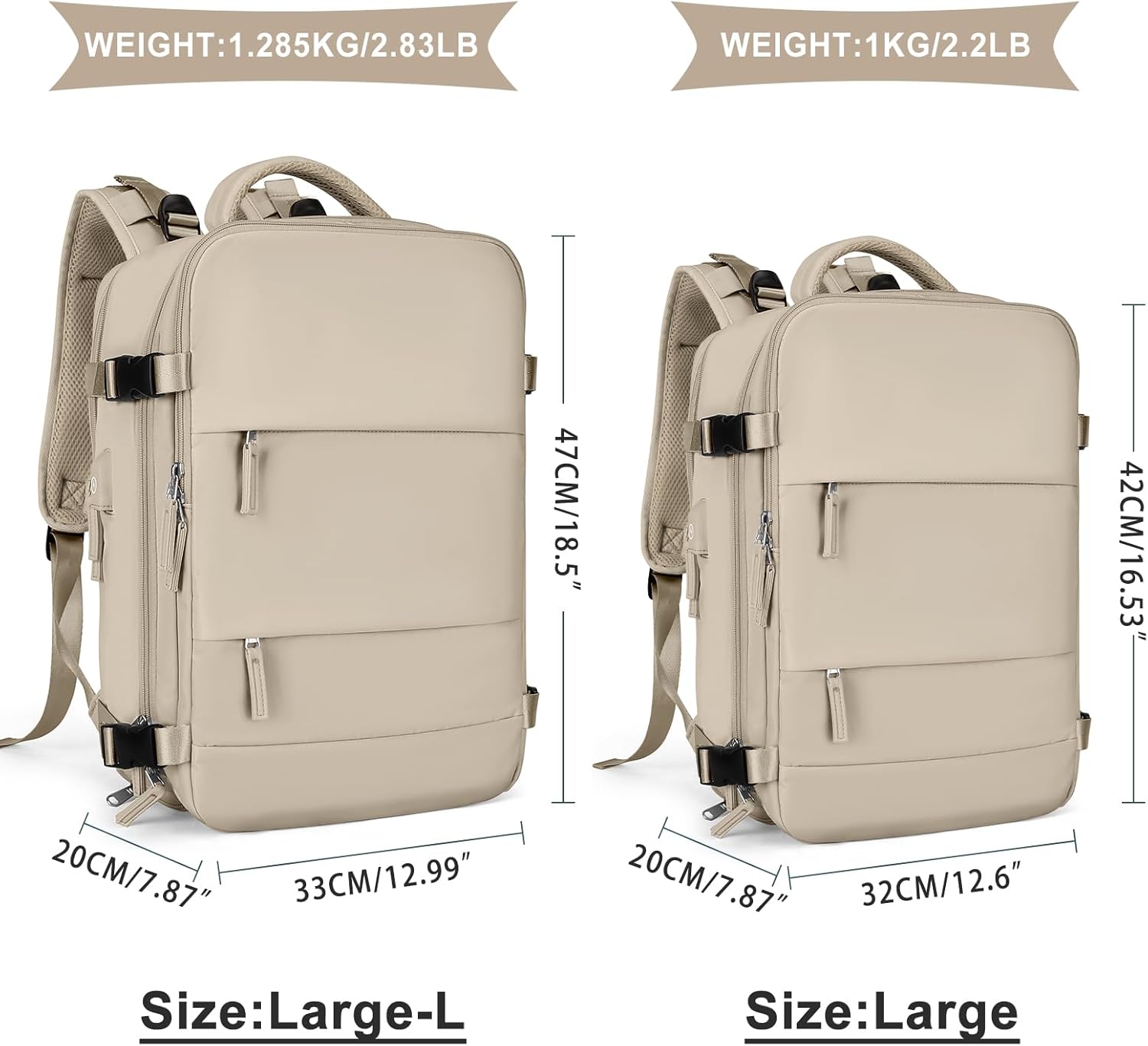 coowoz Mochila de viaje grande para mujeres y hombres,Mochila de transporte,Mochila de senderismo impermeable para deportes al aire libre, Caqui,