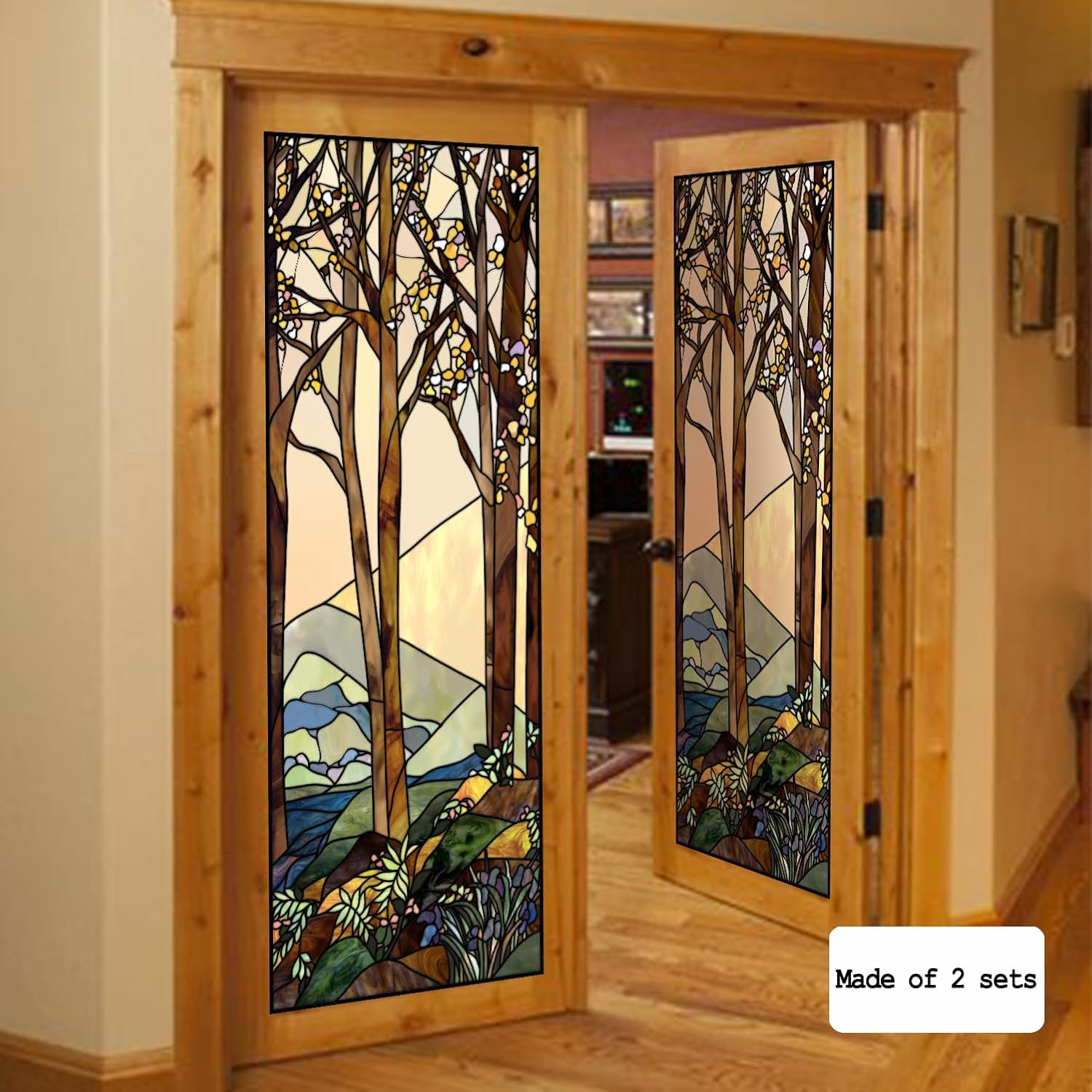 Adhesivo para cubierta de puerta, vinilo para despegar y pegar, calcomanía de puerta de vidrio Art Deco para puertas interiores, decoración de