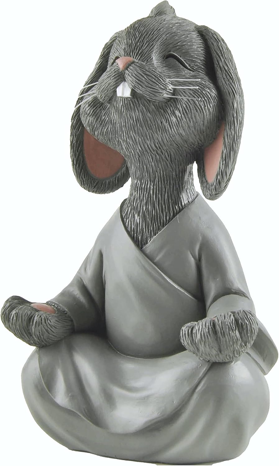 Whimsical Happy Bunny – Figura coleccionable de Buda gris para meditación y yoga, colección de conejo feliz, regalos para amantes de conejos,