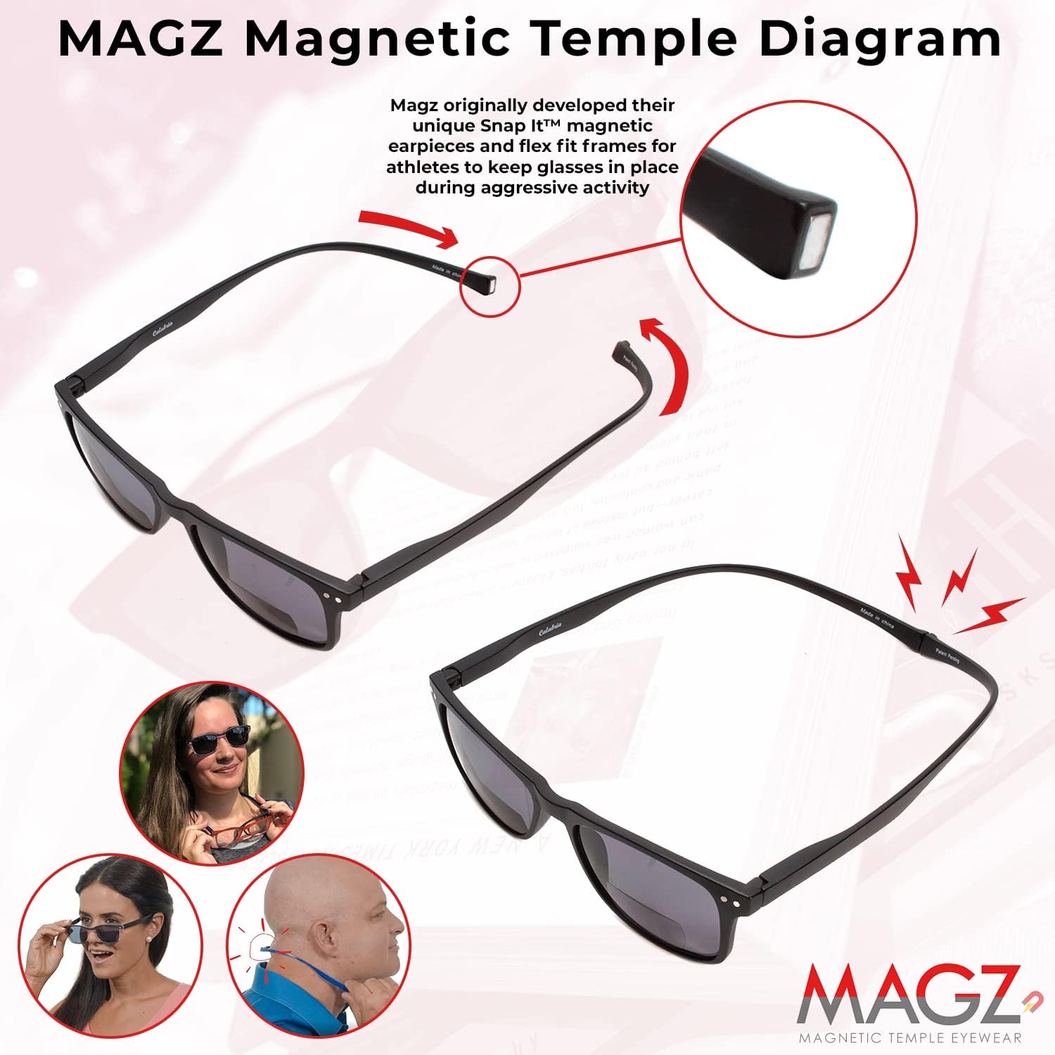 Magz Gramercy Blue Light Filter Reading Glasses Men Women Computer Readers Neck Hanging Magnetic Rear Connecting