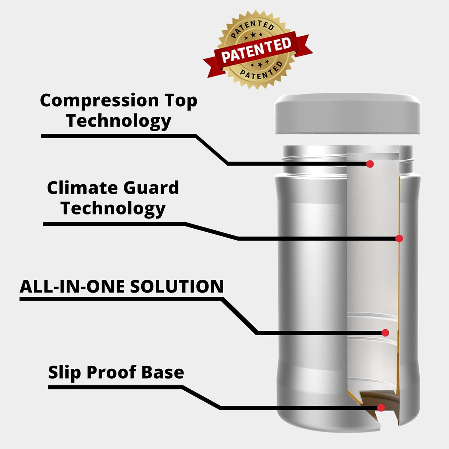 Grill Rescue – Soporte para latas aislado de acero inoxidable sellado al vacío, aislante de botellas de cerveza para bebidas frías, enfriador de