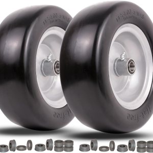 Neumáticos para cortacésped de 11 x 4.00-5 sin planos, neumáticos lisos y ruedas con rodamientos de precisión de 34 pulgadas o cubo centrado de 58 Neumáticos para cortacésped de 11 x 4.00-5 sin planos, neumáticos lisos y ruedas con rodamientos de precisión de 34 pulgadas o cubo centrado de 58