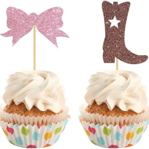INNORU Decoración para cupcakes con botas o lazos, revelación de género, baby shower, suministros de decoración de fiesta para niños o niñas, INNORU Decoración para cupcakes con botas o lazos, revelación de género, baby shower, suministros de decoración de fiesta para niños o niñas,