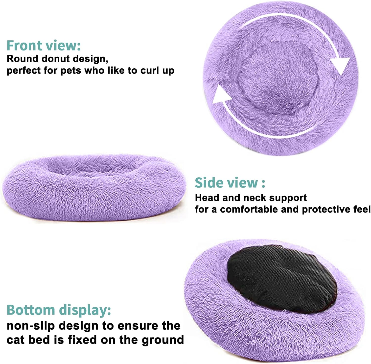 Cama para perros pequeños, medianos y grandes, cama calmante de 20 pulgadas, lavable y redonda, suave cama para mascotas para cachorros y gatitos