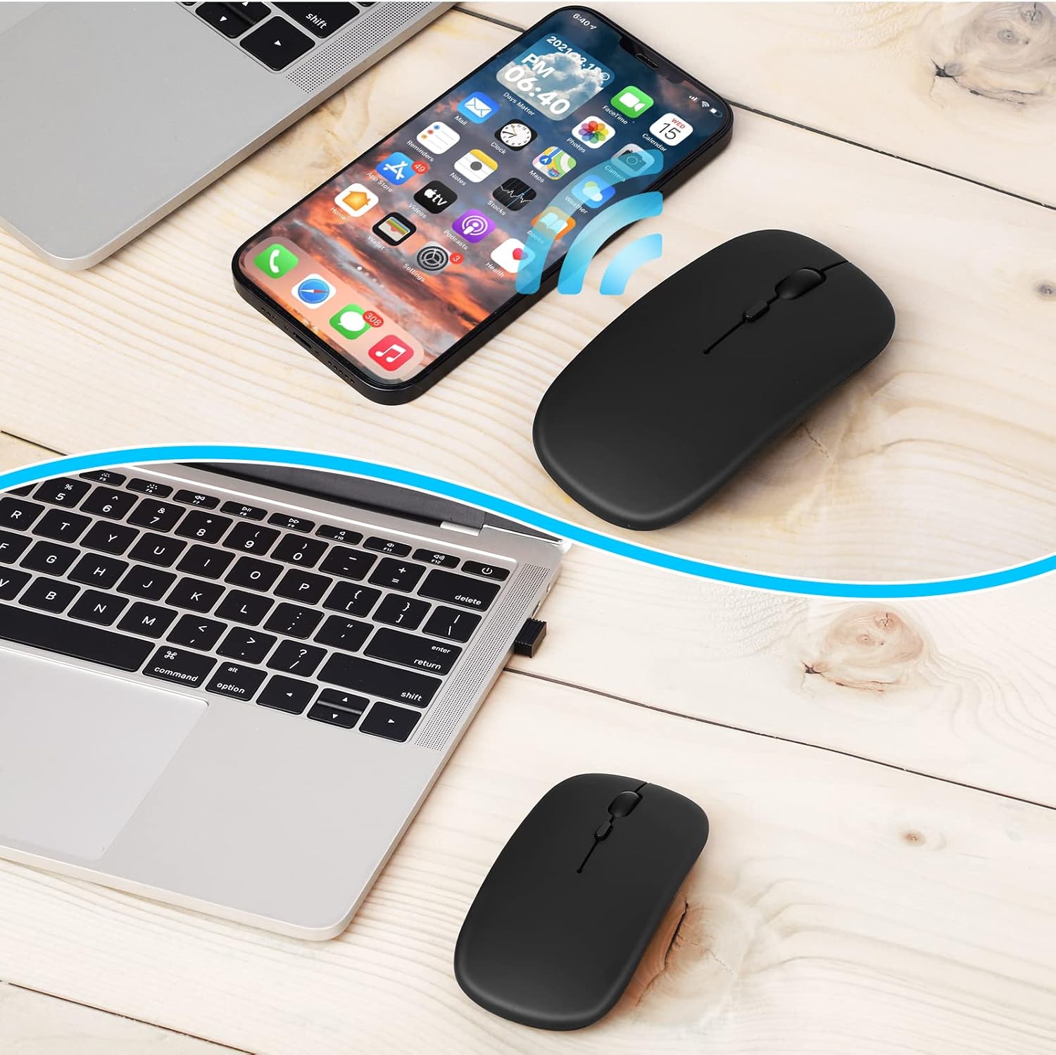 UrbanX Ratón inalámbrico recargable de 2,4 GHz y Bluetooth, para Tienda Fire HD 8 Plus (2020) Ratón inalámbrico Bluetooth para portátilPCMaciPad