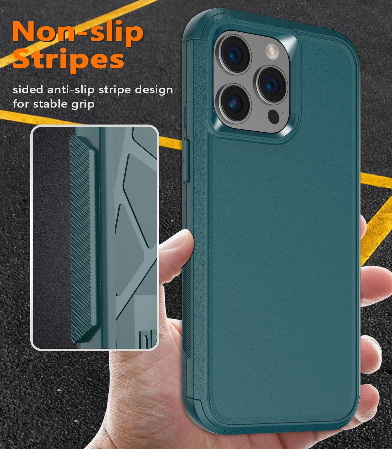 Diverbox Funda para iPhone 15 Pro a prueba de golpes a prueba de caídas protector de pantalla de vidrio templado, funda de protección resistente