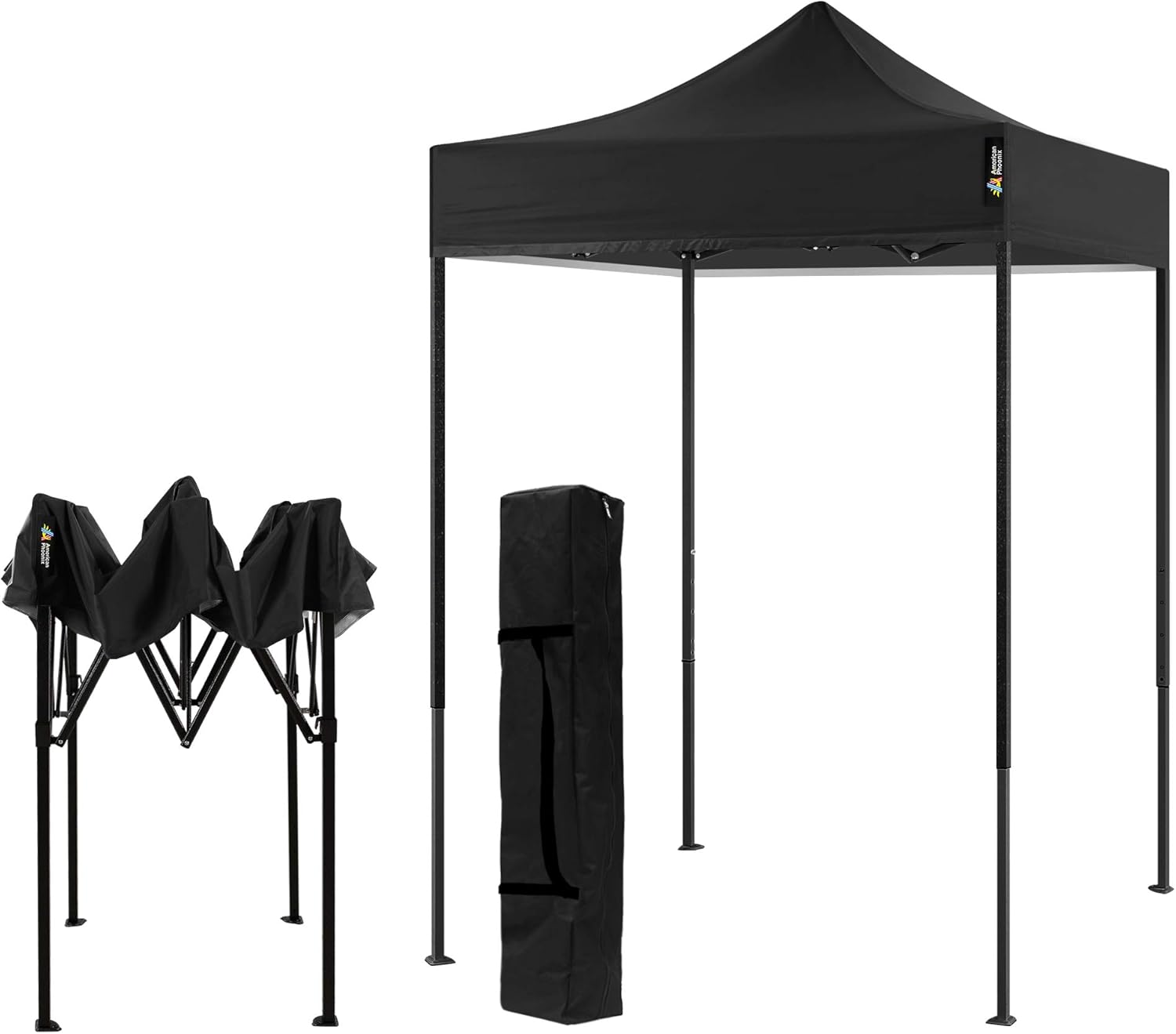 AMERICAN PHOENIX Tienda de campaña con dosel 5×5 Pop Up Tienda portátil comercial al aire libre playa Refugio solar instantáneo (negro)