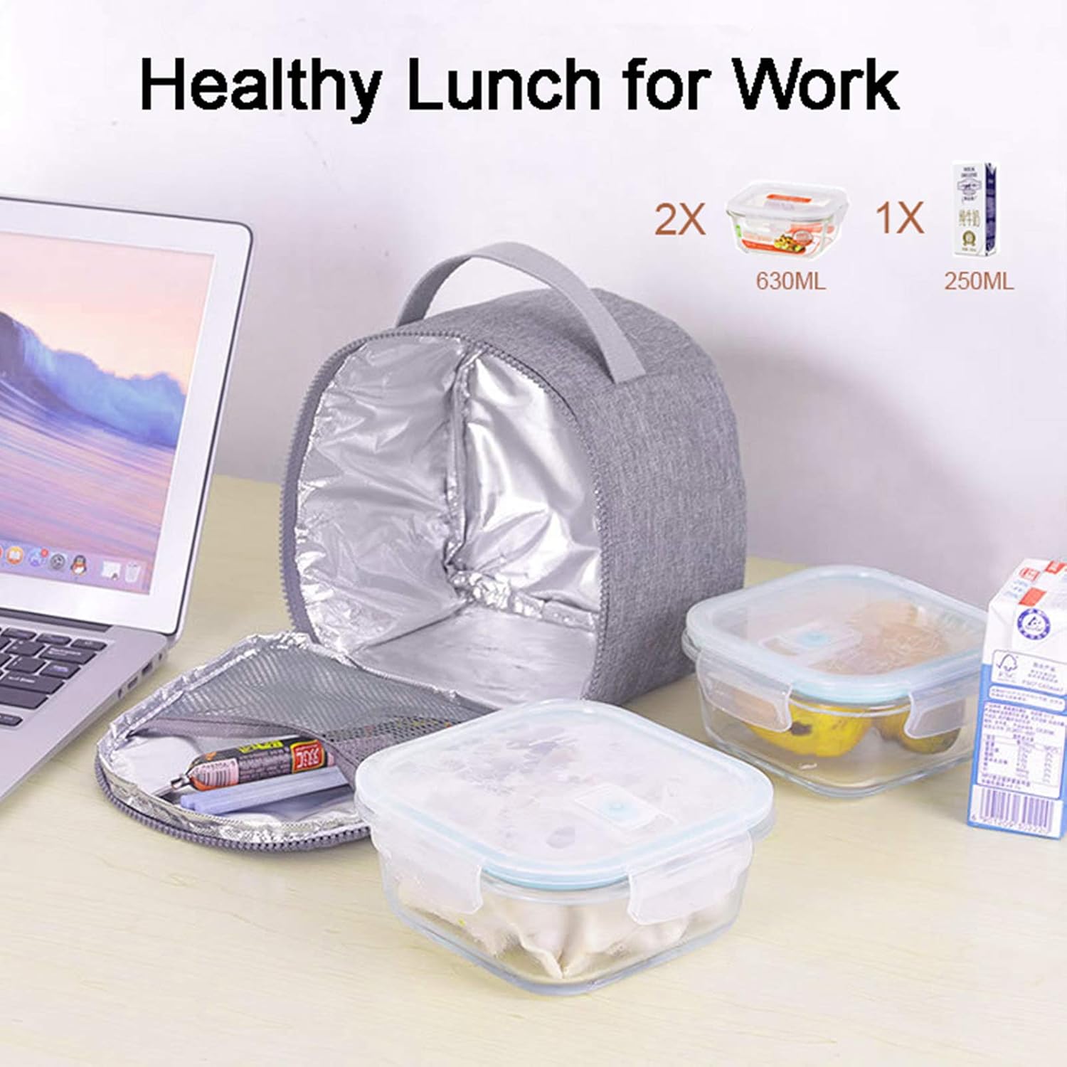 Lonchera pequeña para mujeres y hombres, mini lonchera aislada, bolsa enfriadora portátil, bolsa reutilizable para aperitivos, contenedor de