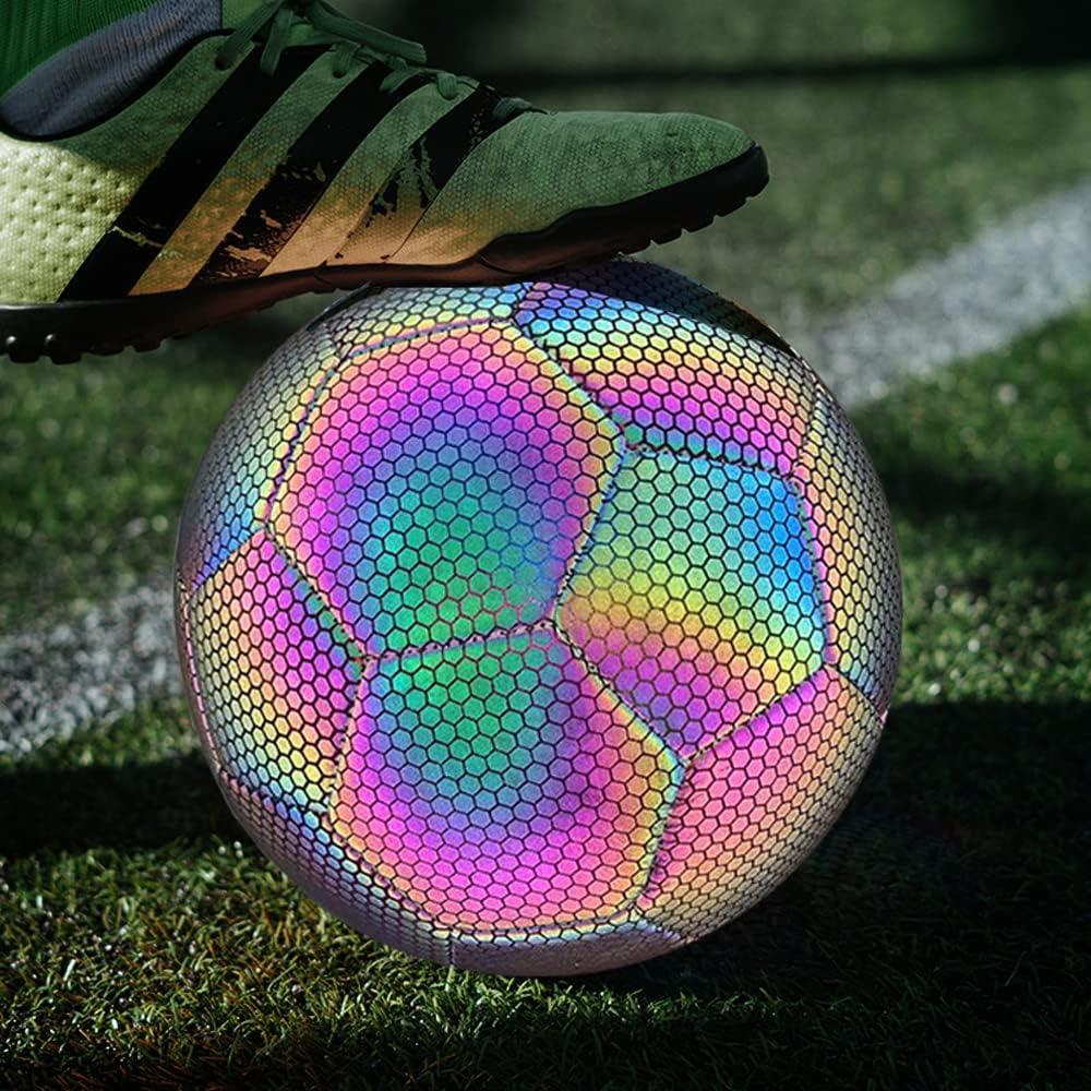 DGZC Pelotas de fútbol reflectantes con flash de cámara que reflejan el fútbol holográfico deportivo para interiores y exteriores