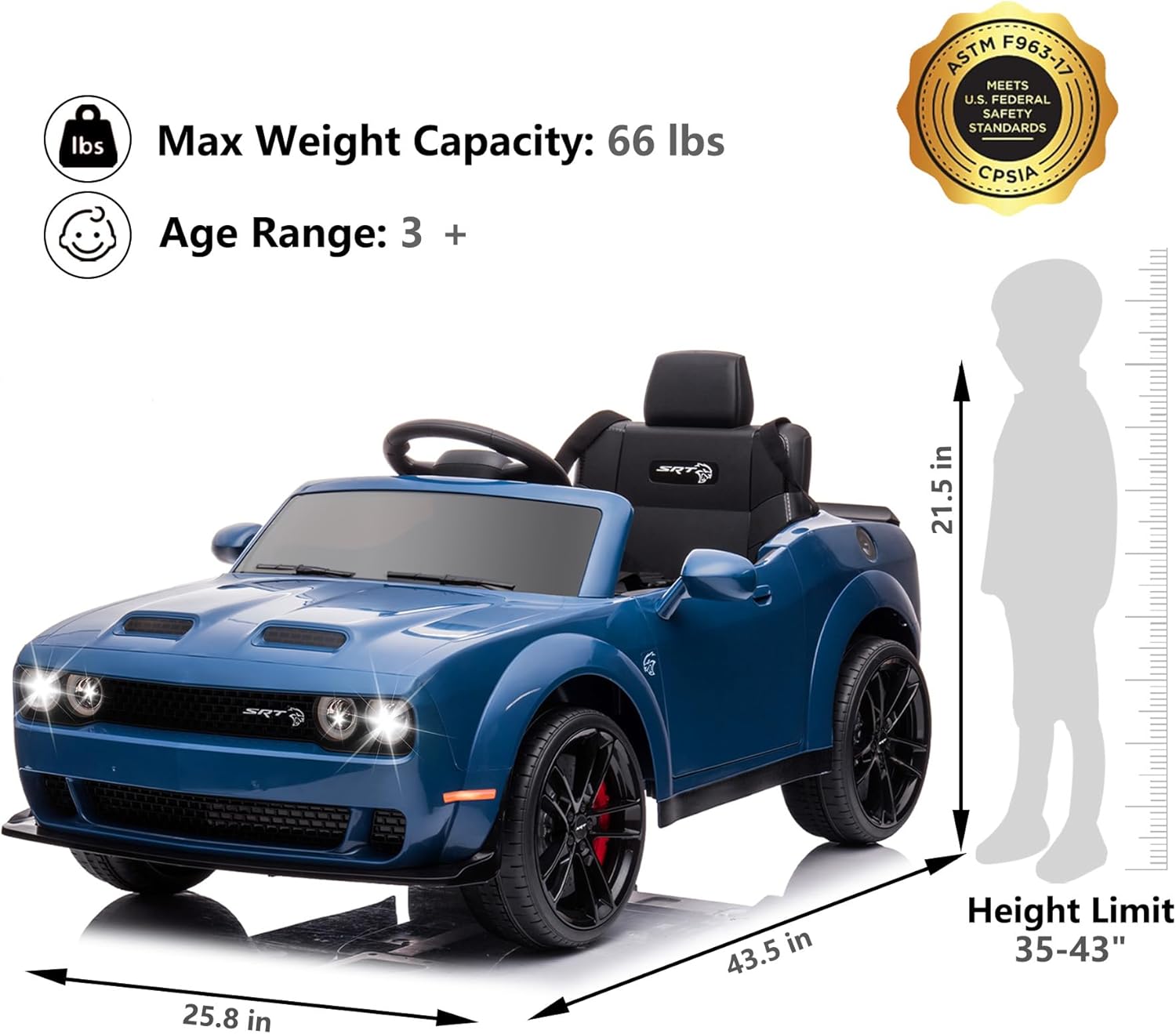 Vehículo eléctrico Dodge Challenger con control remoto de 12 V con licencia para niños, vehículos motorizados para niños, vehículo eléctrico de