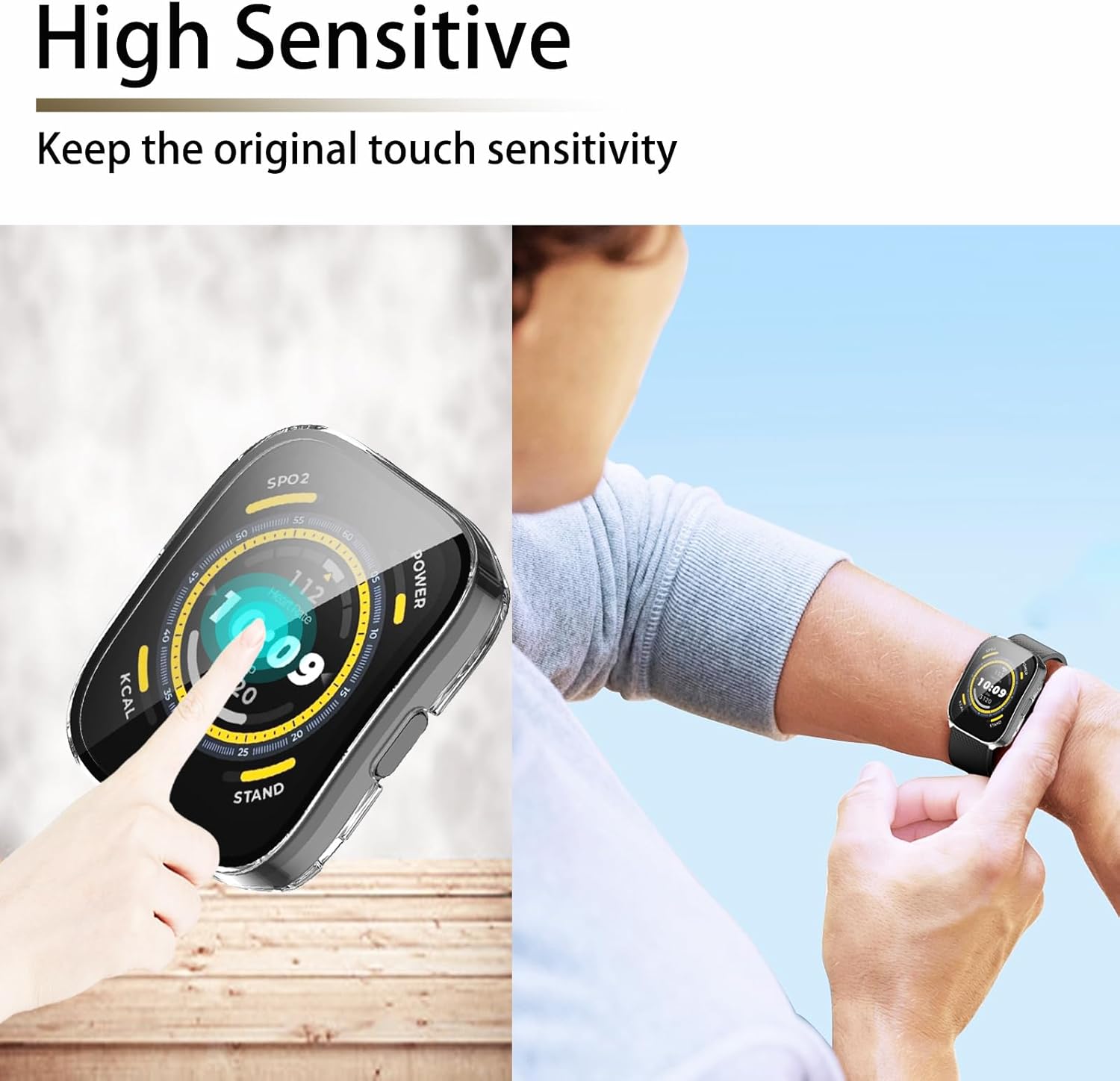 Qaerre Paquete de 5 Funda protectora de pantalla con vidrio templado compatible con reloj inteligente Amafit Bip 5, carcasa rígida de policarbonato