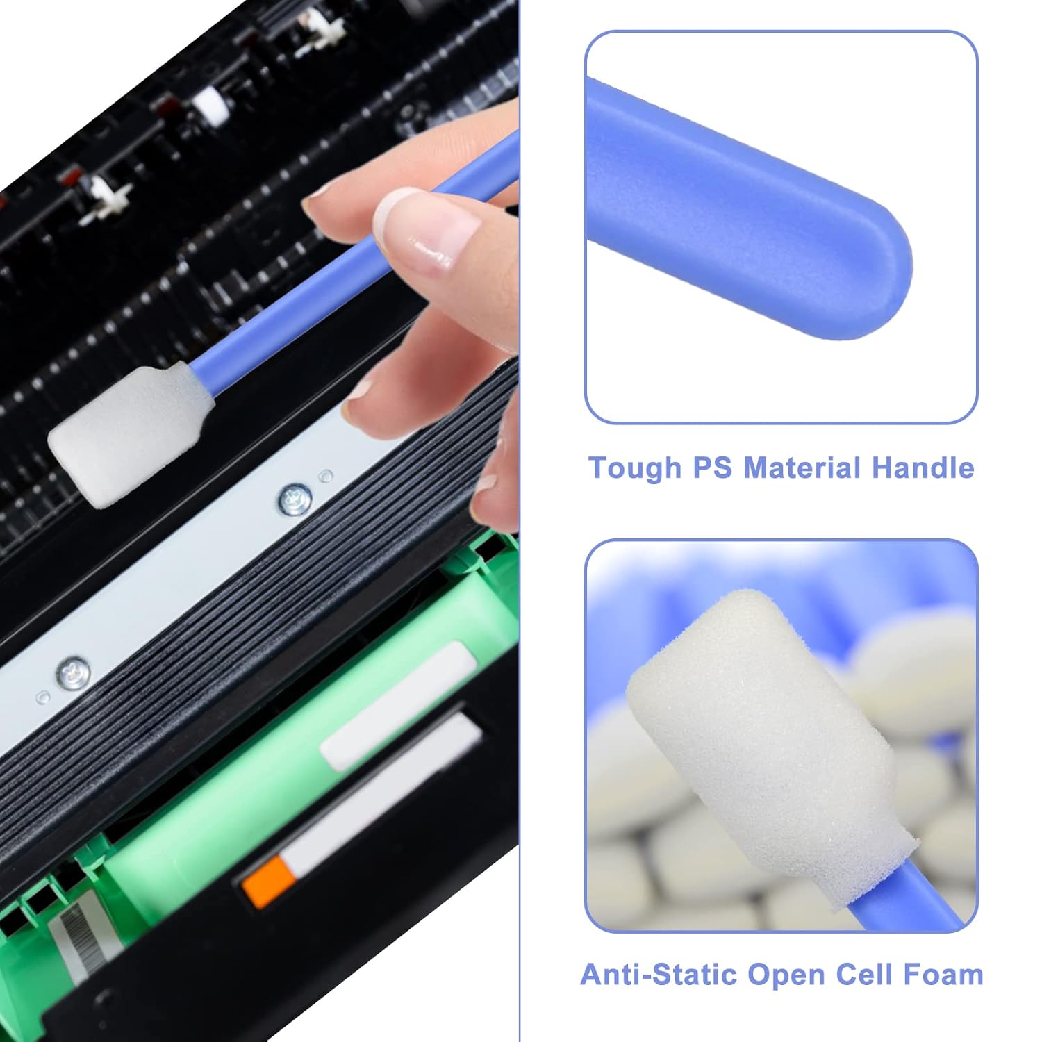 50pcs 5.11 “Square Rectángulo Espuma Limpieza Hisopos Palillos para Solvente Formato Impresora de inyección de tinta Roland Equipo Óptico (azul)