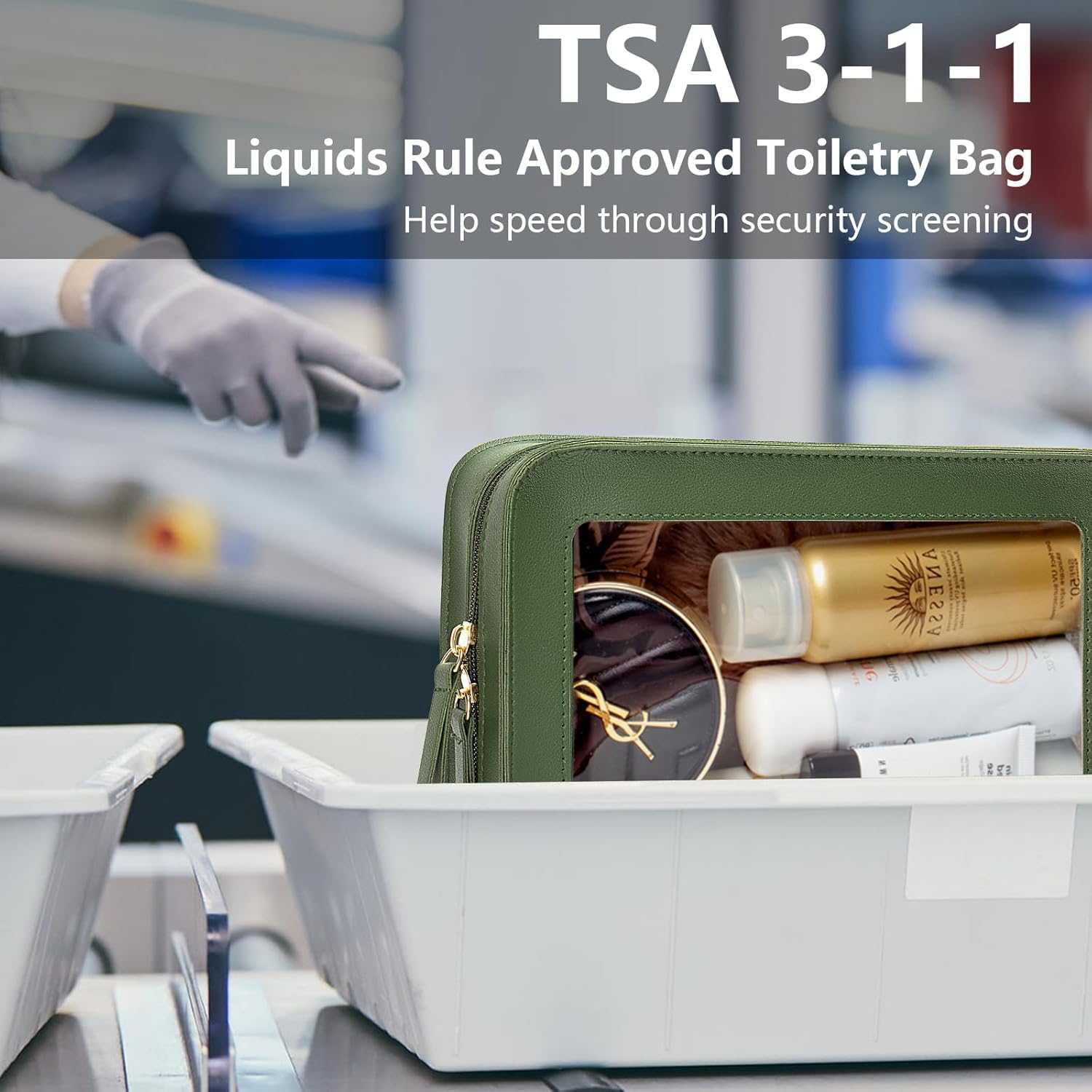 LETGO Bolsas de maquillaje transparentes, bolsa de aseo aprobada por la TSA con cremallera, organizador de maquillaje transparente para artículos