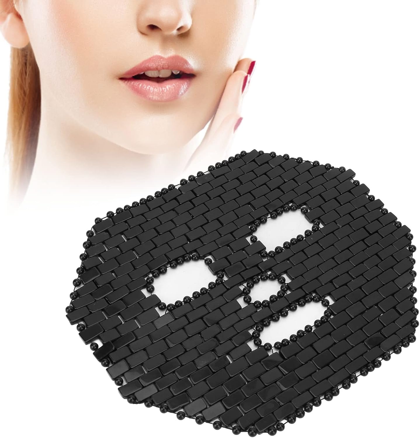 Máscara facial de jade, masaje facial, funda de dormir facial de Jadestone para spa ojeras (negro)