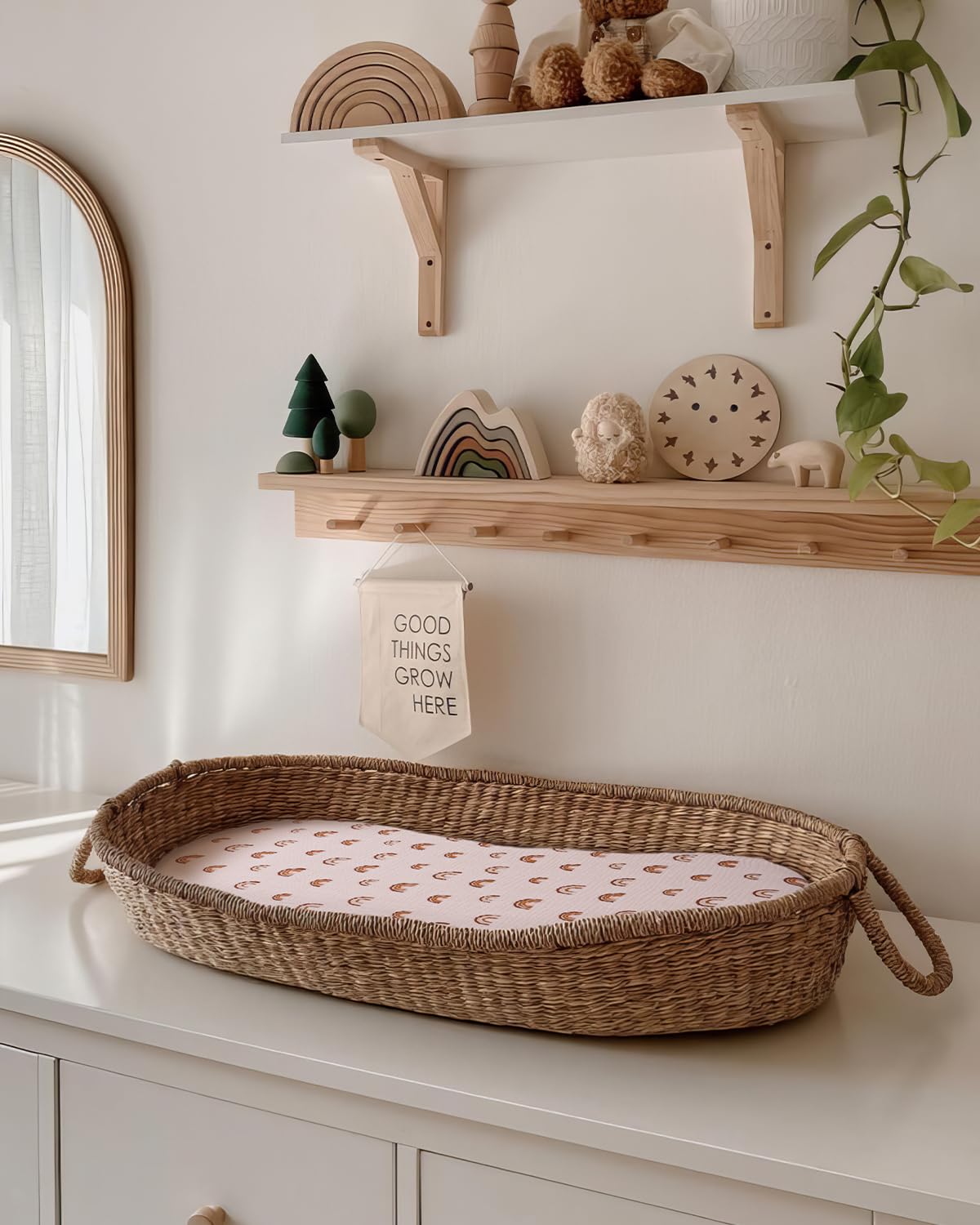 Sábana de moisés de muselina para bebé niña y niño, ultra suave, sábana bajera para colchón ovalado, rectangular y de reloj de arena, paquete de 2