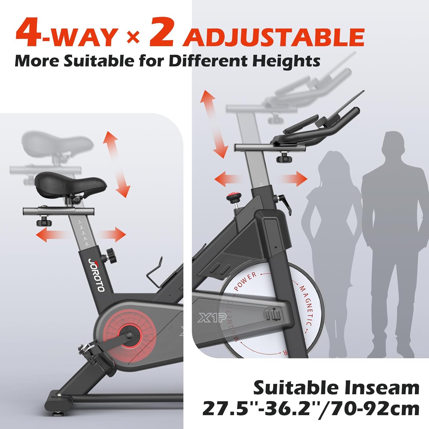 JOROTO Bicicletas estacionarias para el hogar  Bicicleta estática con resistencia magnética, bicicleta de entrenamiento para interiores con soporte