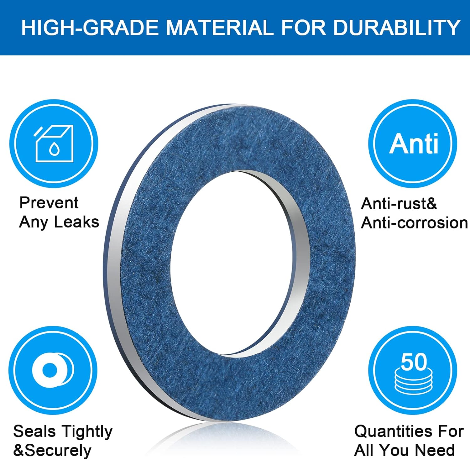 Mudder 50 juntas de aluminio para tapones de drenaje de aceite de motor (compatibles con Toyota, Scion Part)