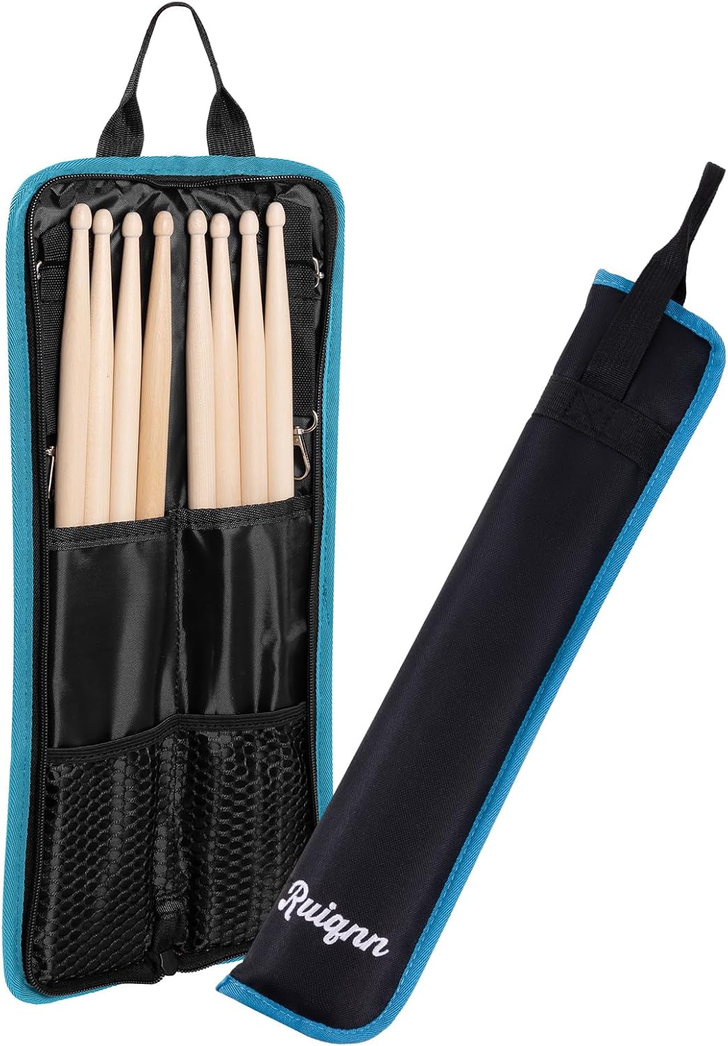 Bolsa de baquetas con 3 pares de baquetas 5A 5B 7A, bolsa de tela Oxford, bolsa de baquetas para batería, soporte para baquetas, color negro