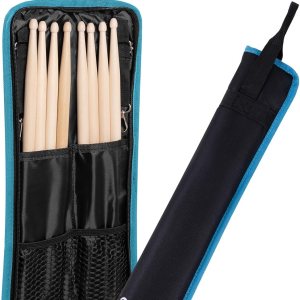 Bolsa de baquetas con 3 pares de baquetas 5A 5B 7A, bolsa de tela Oxford, bolsa de baquetas para batería, soporte para baquetas, color negro Bolsa de baquetas con 3 pares de baquetas 5A 5B 7A, bolsa de tela Oxford, bolsa de baquetas para batería, soporte para baquetas, color negro