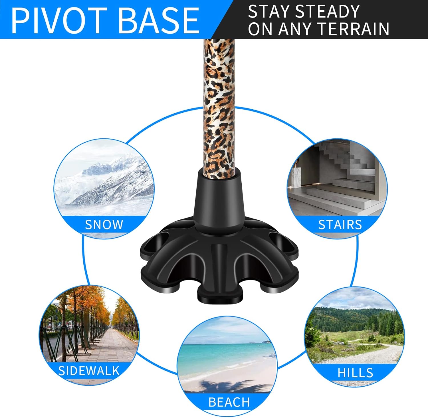 Walking Cane LIXIANG Cane para hombremujer  Ayuda para la movilidad y la vida diaria  Bastón plegable de 5 niveles de altura ajustable  Cómodo
