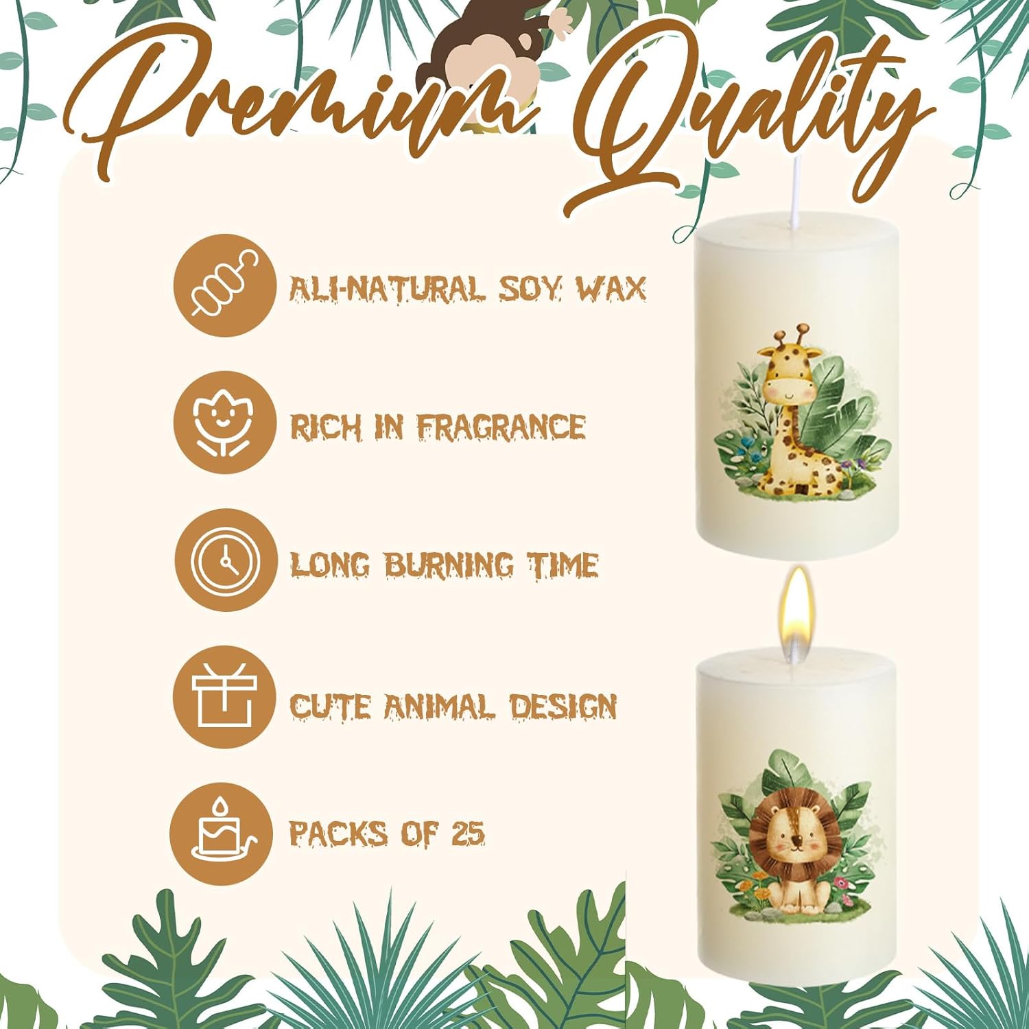 25 velas para baby shower, recuerdos de animales de safari en la selva, velas de animales de safari en la selva para niñas y niños, regalos de ducha