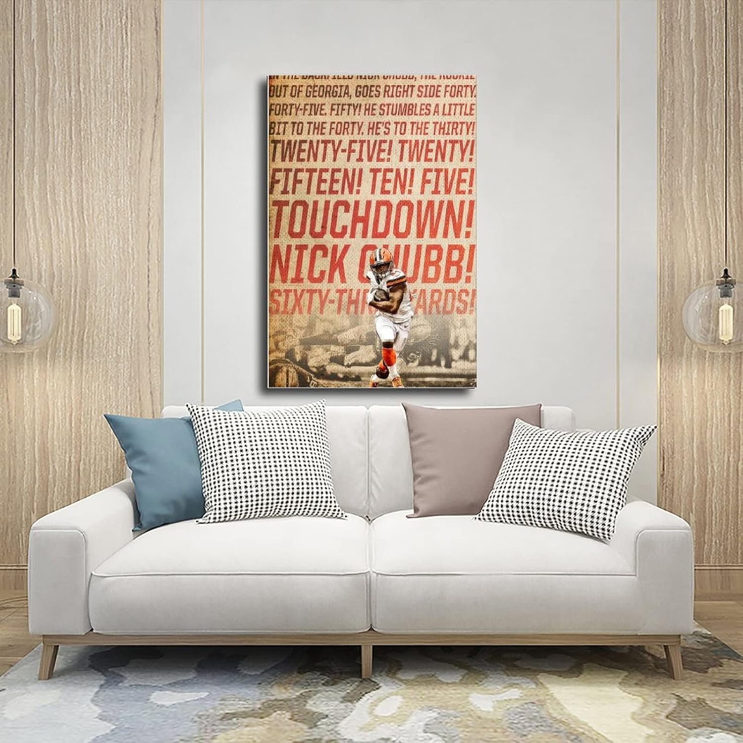 Póster de Nick Chubb de lona deportiva, 5 pósteres de lienzo para decoración de pared, pinturas para sala de estar, dormitorio, sin marco, 16 x 24