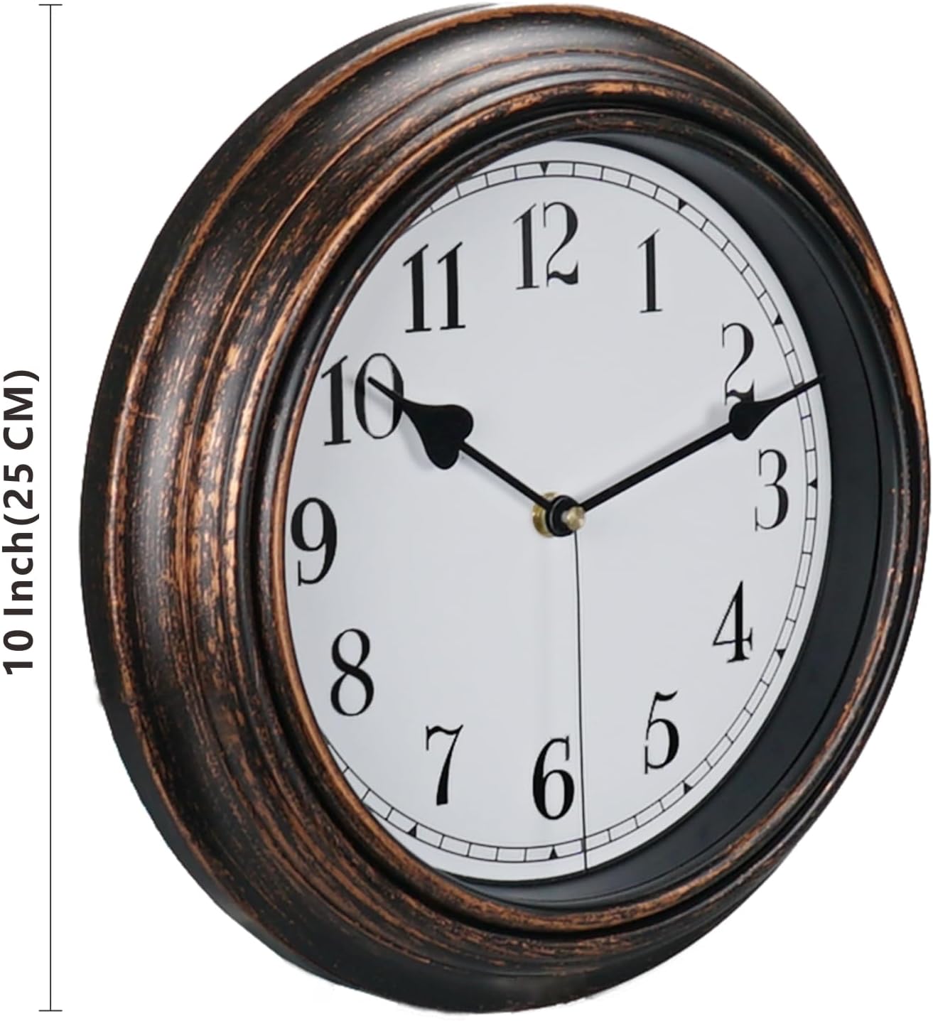 Reloj de pared retro, reloj clásico vintage silencioso sin tictac de 10 pulgadas, fácil de leer, reloj de cuarzo de calidad que funciona con pilas,