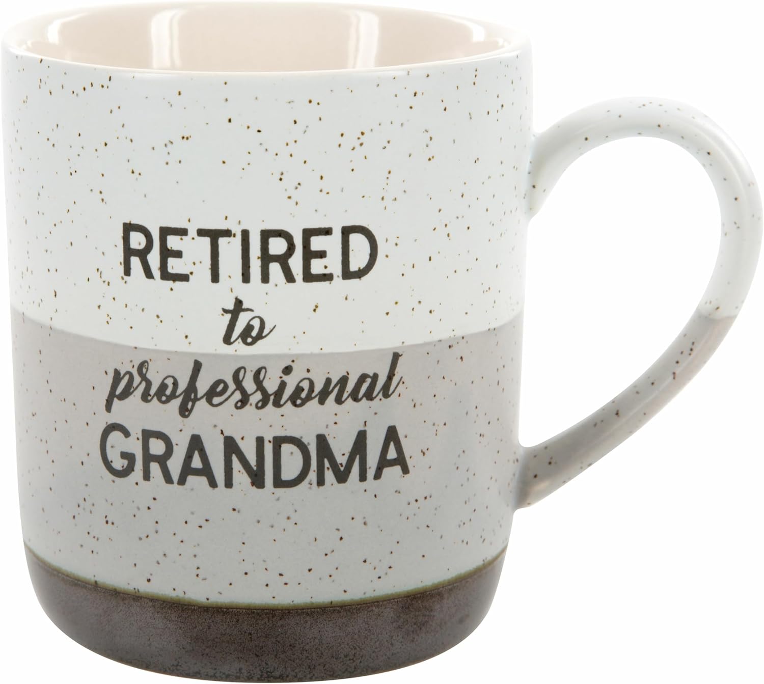 Pavilion Gift Company Taza de café grande de cerámica de 15 onzas, Retired to Professional Grandma, 1 unidad (paquete de 1), color gris