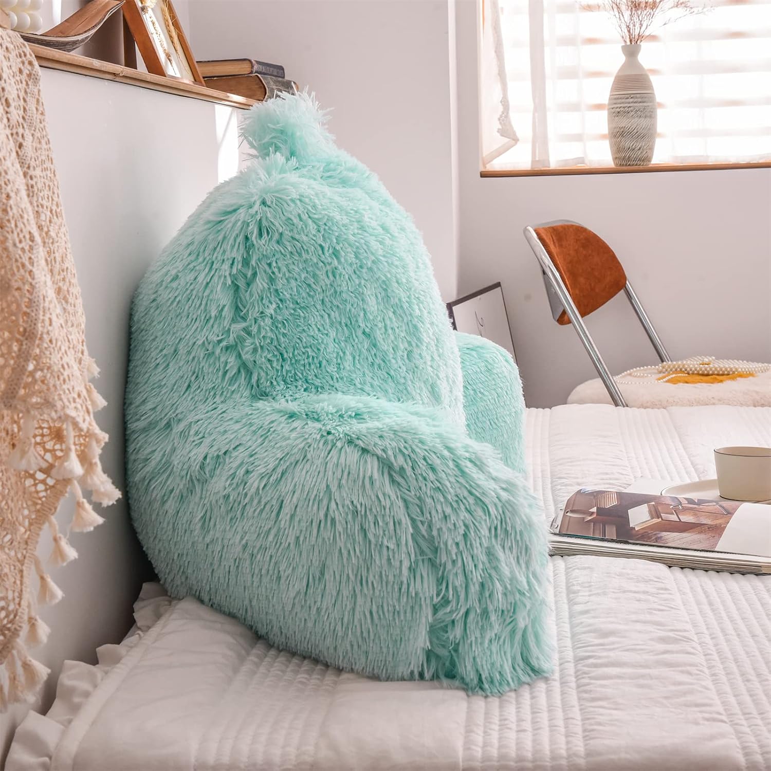 A Nice Night Almohada de lectura de piel sintética, cuña grande para adultos y niños, respaldo con brazos y soporte de espalda para sentarse en la