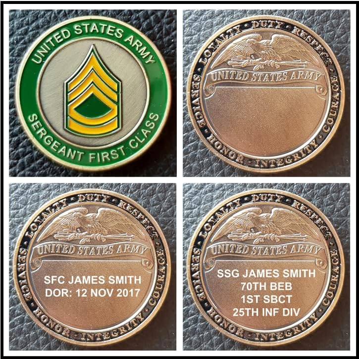 Moneda de desafío-US Army Rango Sargento Primera Clase E7 SFC (Grabado disponible)