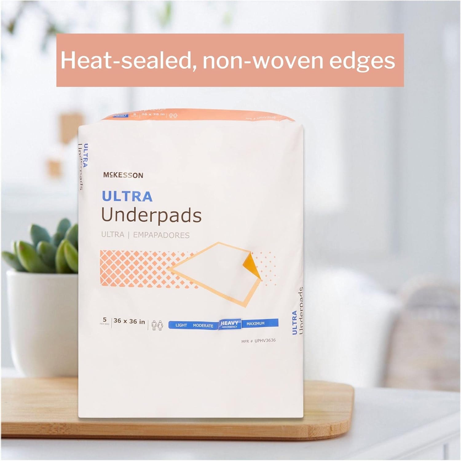 McKesson Ultra Underpads – Almohadillas para incontinencia para adultos, Chux, desechables, de gran absorción, 36 x 36 pulgadas, 100 unidades