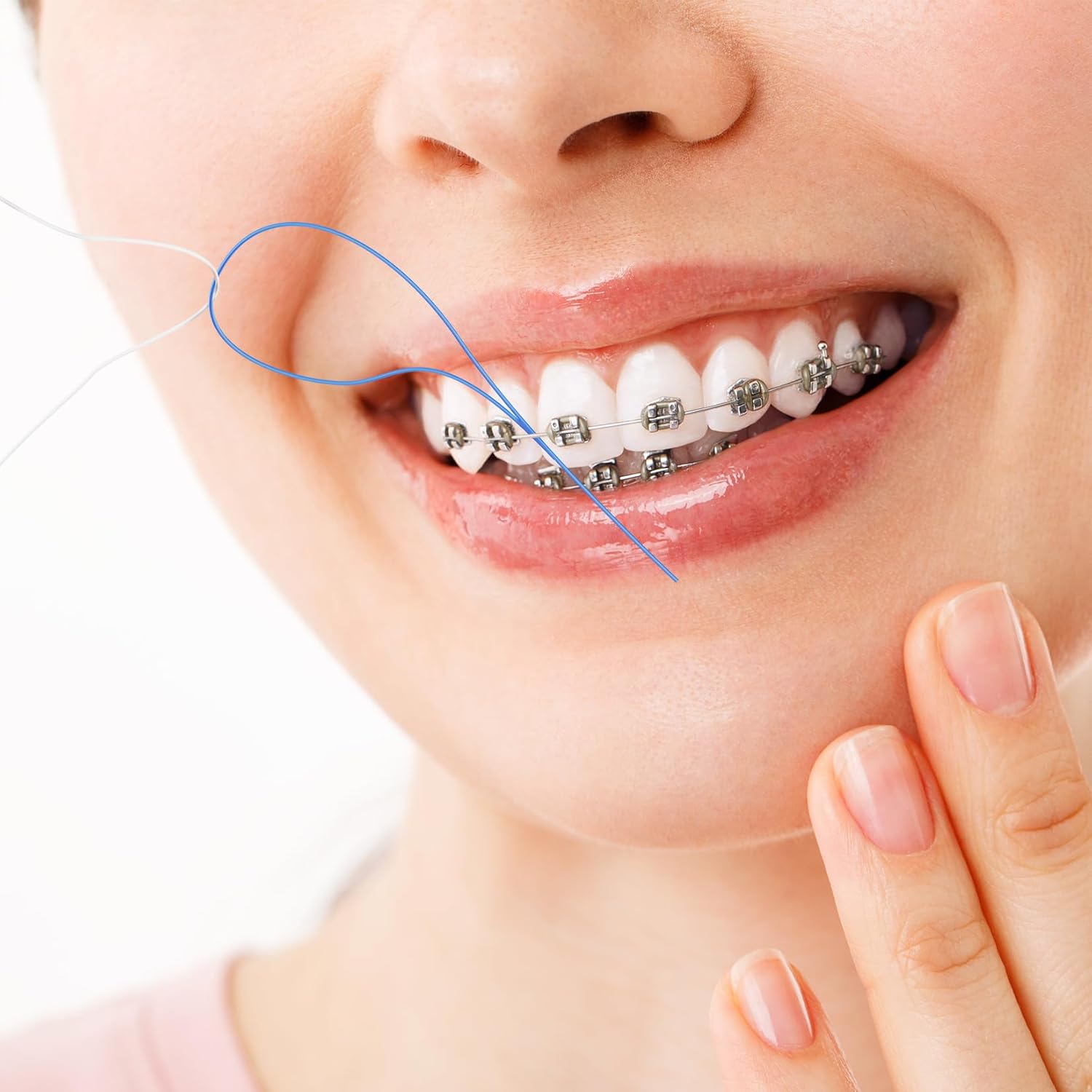 Bopika Enhebradores de hilo dental para frenos, puentes e implantes 100 unidades