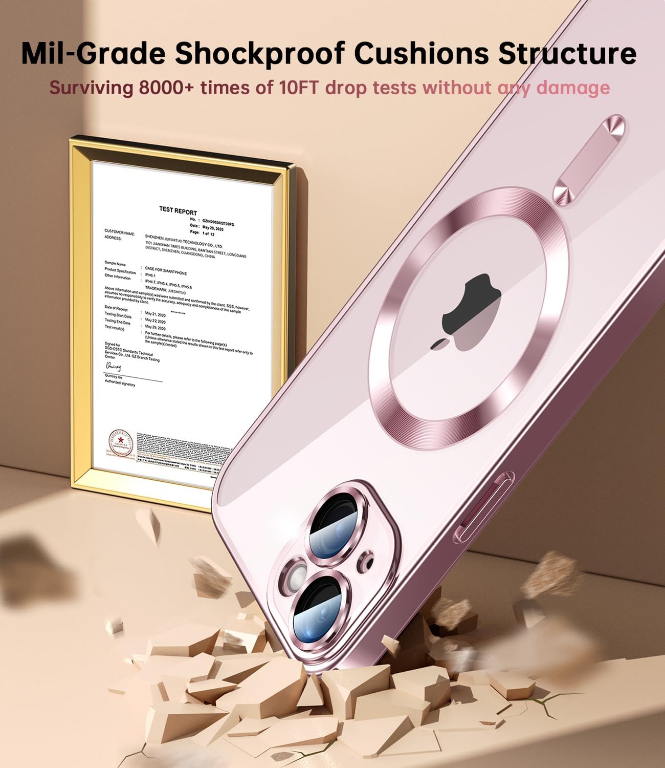 Funda para iPhone 15 con protector de lente de cámara integrado, compatible con MagSafe, exterior original del teléfono, transparente y elegante