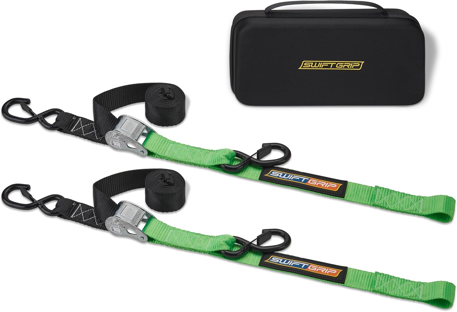 Correas de hebilla de leva resistentes (2) amarres de motocicleta de 1.5 x 8 pies con gancho de amarre suave integrado y velcro. Correas de carga,