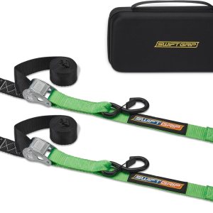 Correas de hebilla de leva resistentes (2) amarres de motocicleta de 1.5 x 8 pies con gancho de amarre suave integrado y velcro. Correas de carga, Correas de hebilla de leva resistentes (2) amarres de motocicleta de 1.5 x 8 pies con gancho de amarre suave integrado y velcro. Correas de carga,