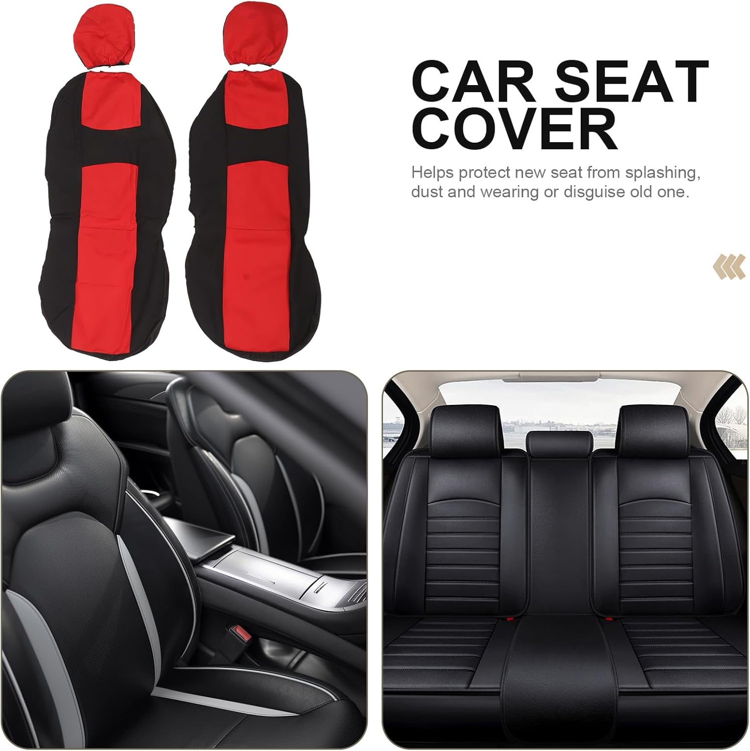 FAVOMOTO Fundas de asiento universales para automóvil, fundas de asiento universales rojas para asiento de automóvil, fundas de asiento de banco
